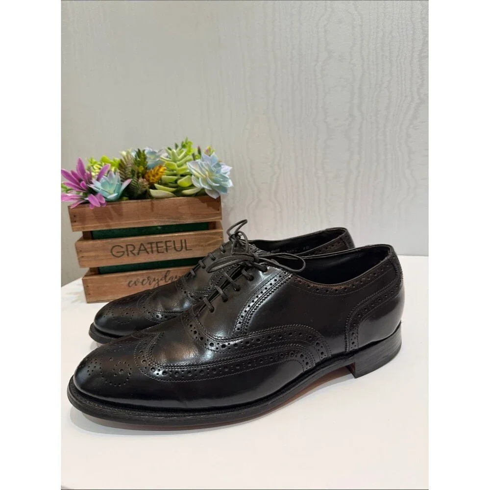 Vintage Hanover Master-Flex Black All Leather Wingtip Oxfords USA Sz 12 E/C